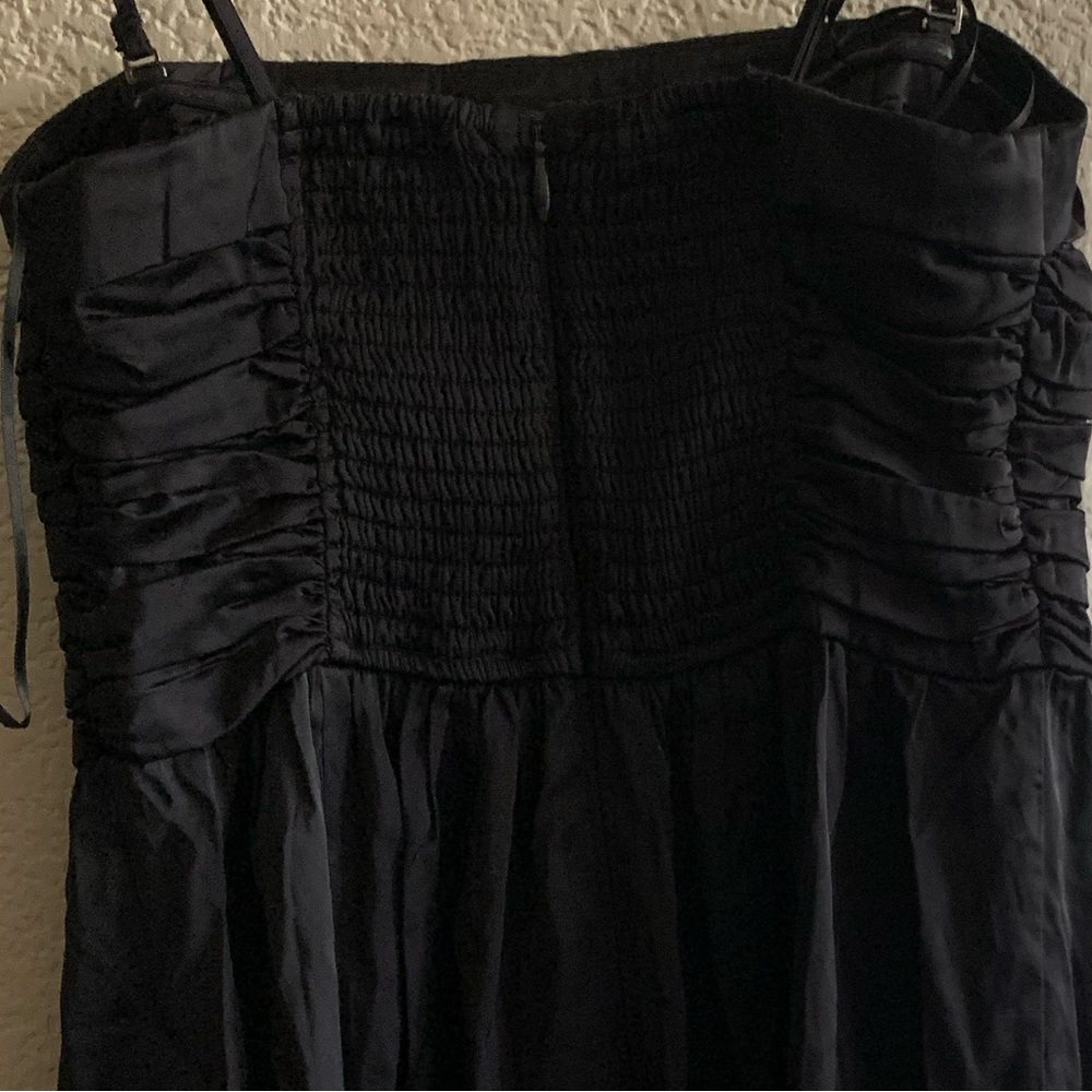 Black Satin Pleated Maxi Dress